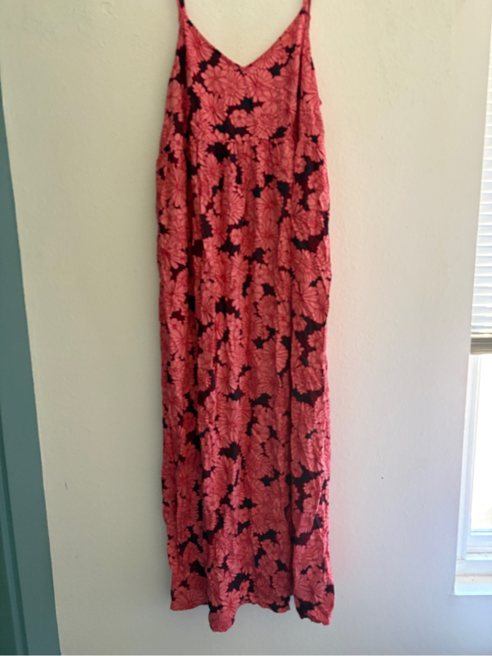 Ingrid & Isabel Coral and Black Floral Maxi Slip Skirt
